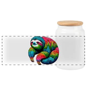 Sloth - Panoramic Cookie Jar with Wooden Lid - white - Front