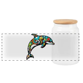 Dauphin - Boîte à biscuits avec couvercle en bois - blanc - Devant