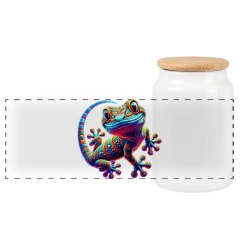 Gecko - Panoramic Cookie Jar with Wooden Lid - white - Front