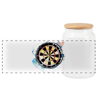 Dartboard Sketch - Panoramic Cookie Jar with Wooden Lid - white - Front