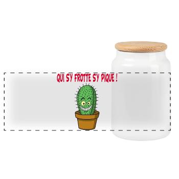 Cactus manga - Boîte à biscuits avec couvercle en bois - blanc - Devant