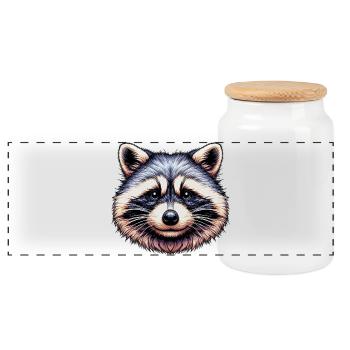Raton laveur - Boîte à biscuits avec couvercle en bois - blanc - Devant