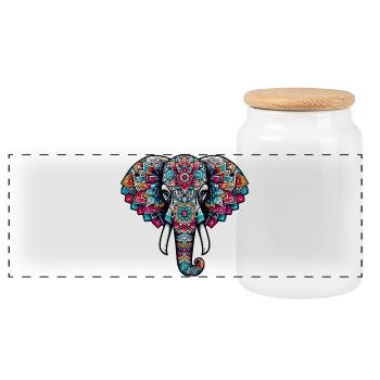 Elefant - Panorama Keksdose mit Holzdeckel - Weiß - Vorne