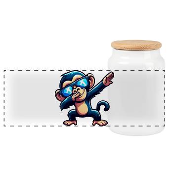 Chimpanzee Dab Cool Lunettes de soleil Arc-en-ciel - Boîte à biscuits avec couvercle en bois - blanc - Devant
