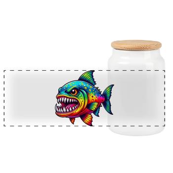 Piranha - Boîte à biscuits avec couvercle en bois - blanc - Devant