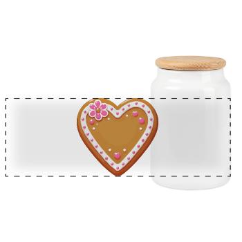 Cœur en pain d’épices : Tradition sucrée et amour combinés - Boîte à biscuits avec couvercle en bois - blanc - Devant