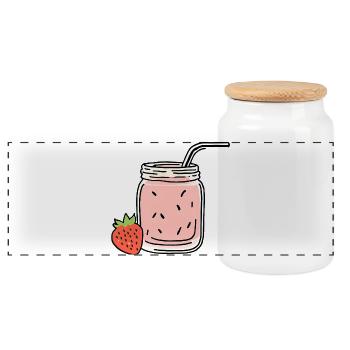 Erdbeersmoothie - Panorama Keksdose mit Holzdeckel - Weiß - Vorne