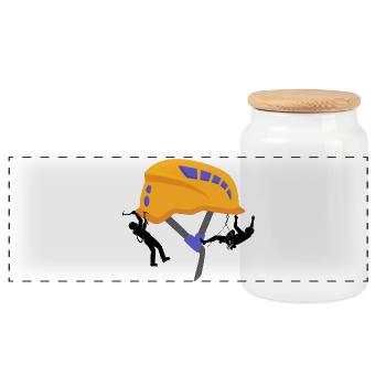 Climbing Helmet Yellow Blue Pop Art - Panoramic Cookie Jar with Wooden Lid - white - Front