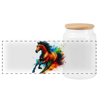 Cheval - Boîte à biscuits avec couvercle en bois - blanc - Devant