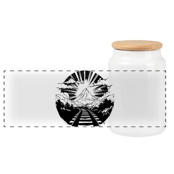 Railroad - Panoramic Cookie Jar with Wooden Lid - white - Front
