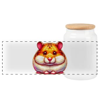 Hamster - Boîte à biscuits avec couvercle en bois - blanc - Devant