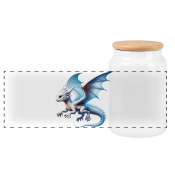 Dragon - Panoramic Cookie Jar with Wooden Lid - white - Front