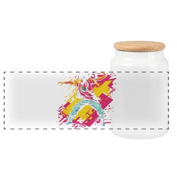 Breakdancer Graffiti - Panoramic Cookie Jar with Wooden Lid - white - Front