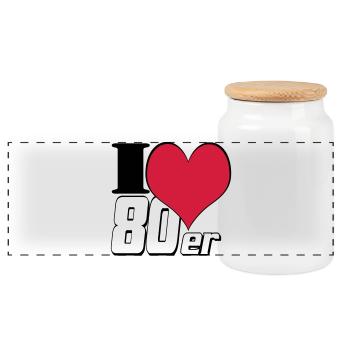 des années 80 Party Retro Fun , Chemise de fête à thème des années 80 (25) - Boîte à biscuits avec couvercle en bois - blanc - Devant
