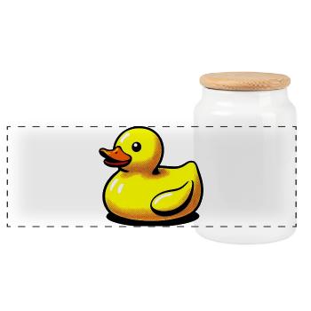 Caneton Canard Canard Canard - Boîte à biscuits avec couvercle en bois - blanc - Devant