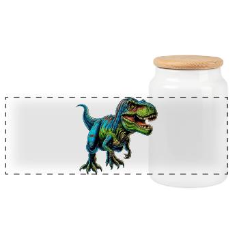 Dinosaurier - Panorama Keksdose mit Holzdeckel - Weiß - Vorne