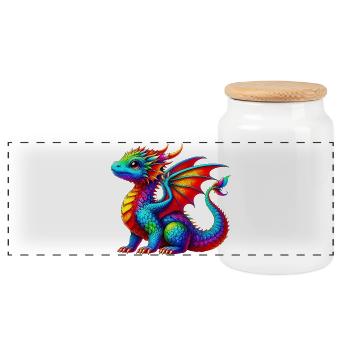 Dragon - Boîte à biscuits avec couvercle en bois - blanc - Devant
