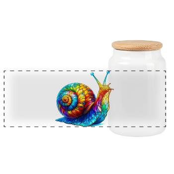 Schnecke - Panorama Keksdose mit Holzdeckel - Weiß - Vorne