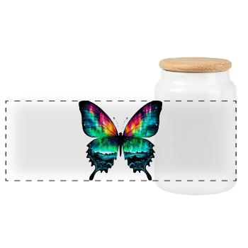 Papillon - Boîte à biscuits avec couvercle en bois - blanc - Devant