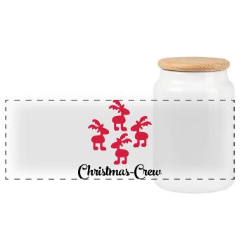 T-shirt amusant pour toute la famille pour Noël - Boîte à biscuits avec couvercle en bois - blanc - Devant