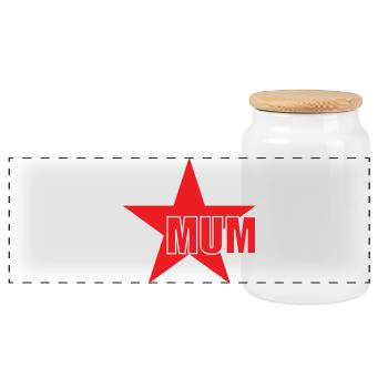 Maman d'Amour - Muttertag - Panorama Keksdose mit Holzdeckel - Weiß - Vorne