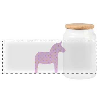 Dalapferd rosa Dots skandinavisch Schweden Deko - Panorama Keksdose mit Holzdeckel - Weiß - Vorne