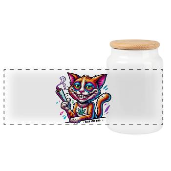 High Cat - High on live - Panorama Keksdose mit Holzdeckel - Weiß - Vorne
