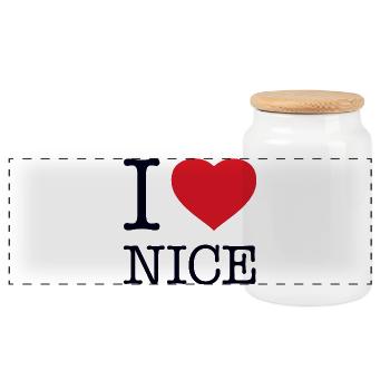 I LOVE NICE Nizza - Panorama Keksdose mit Holzdeckel - Weiß - Vorne