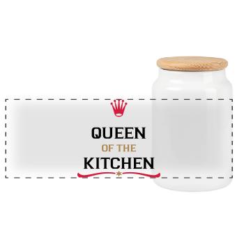 cooking apron for the perfect cook - Panoramic Cookie Jar with Wooden Lid - white - Front