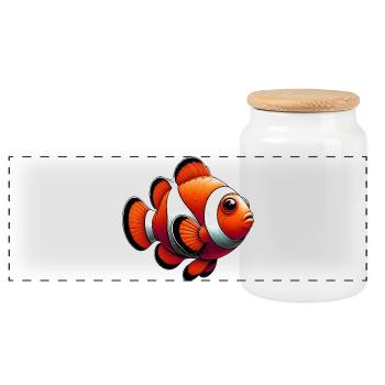 Clownfisch - Panorama Keksdose mit Holzdeckel - Weiß - Vorne