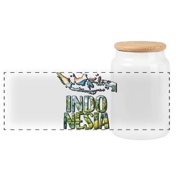 Carte à l’aquarelle Indonésie - Boîte à biscuits avec couvercle en bois - blanc - Devant