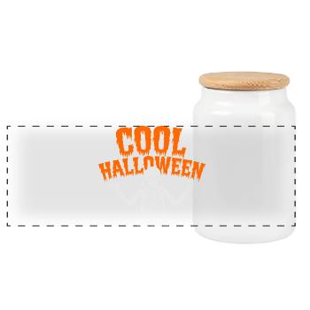 Cooler Halloween Sensenmann - Panorama Keksdose mit Holzdeckel - Weiß - Vorne