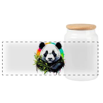 Panda - Panoramic Cookie Jar with Wooden Lid - white - Front