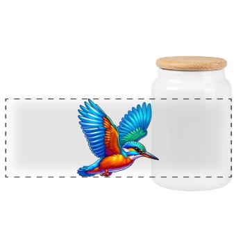 Martin-pêcheur - Boîte à biscuits avec couvercle en bois - blanc - Devant