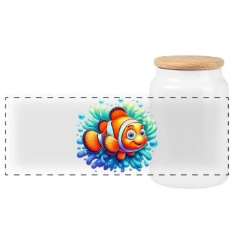 Clownfish - Panoramic Cookie Jar with Wooden Lid - white - Front