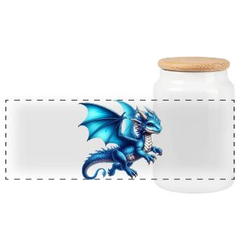 Dragon - Panoramic Cookie Jar with Wooden Lid - white - Front