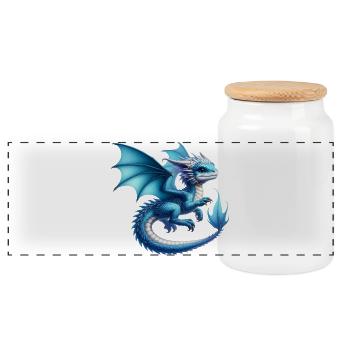 Dragon - Panoramic Cookie Jar with Wooden Lid - white - Front