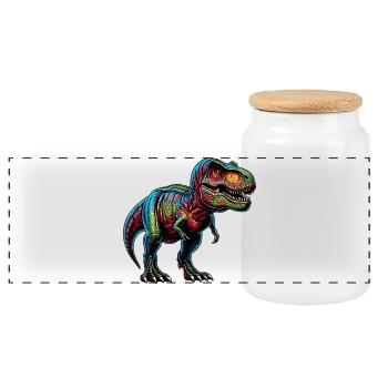 Dinosaurier - Panorama Keksdose mit Holzdeckel - Weiß - Vorne