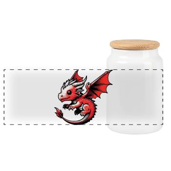 Drache - Panorama Keksdose mit Holzdeckel - Weiß - Vorne