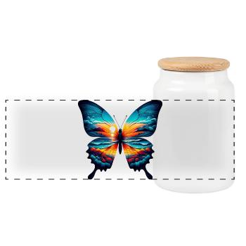 Papillon - Boîte à biscuits avec couvercle en bois - blanc - Devant