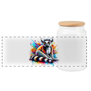 Lémurien - Boîte à biscuits avec couvercle en bois - blanc - Devant