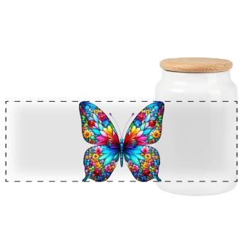 Papillon - Boîte à biscuits avec couvercle en bois - blanc - Devant