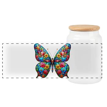 Schmetterling - Panorama Keksdose mit Holzdeckel - Weiß - Vorne