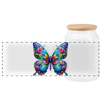 Schmetterling - Panorama Keksdose mit Holzdeckel - Weiß - Vorne