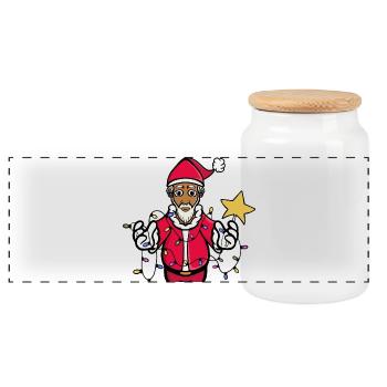 Ein strahlender Weihnachtsmann - Panorama Keksdose mit Holzdeckel - Weiß - Vorne