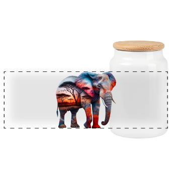 Éléphant - Boîte à biscuits avec couvercle en bois - blanc - Devant