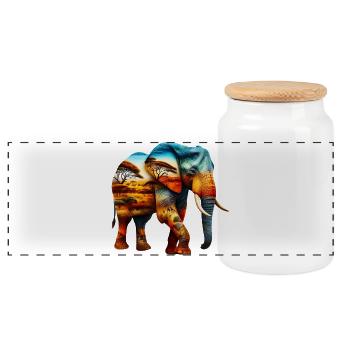Éléphant - Boîte à biscuits avec couvercle en bois - blanc - Devant