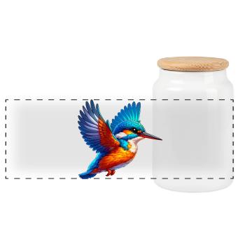Martin-pêcheur - Boîte à biscuits avec couvercle en bois - blanc - Devant