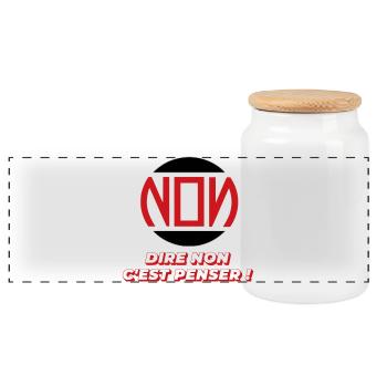 Dire non - Boîte à biscuits avec couvercle en bois - blanc - Devant