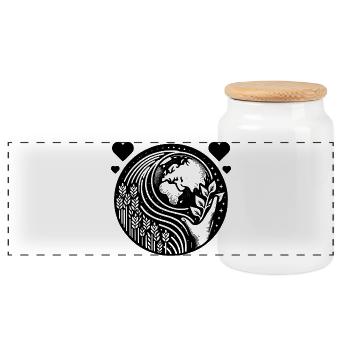 Love for the Earth – Growing for the Future! - Panoramic Cookie Jar with Wooden Lid - white - Front